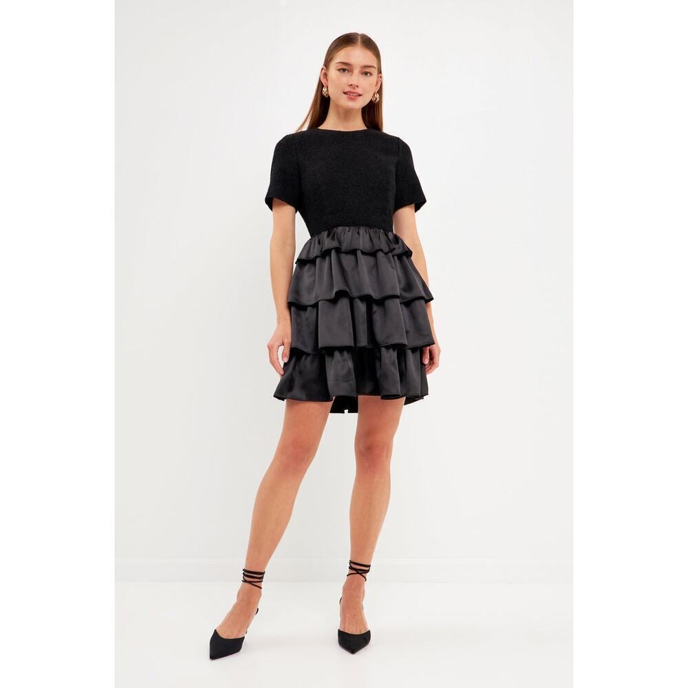 ENDLESS ROSE Boucle Satin Mini Dress Size S NWT Retail $130 Tuckernuck
